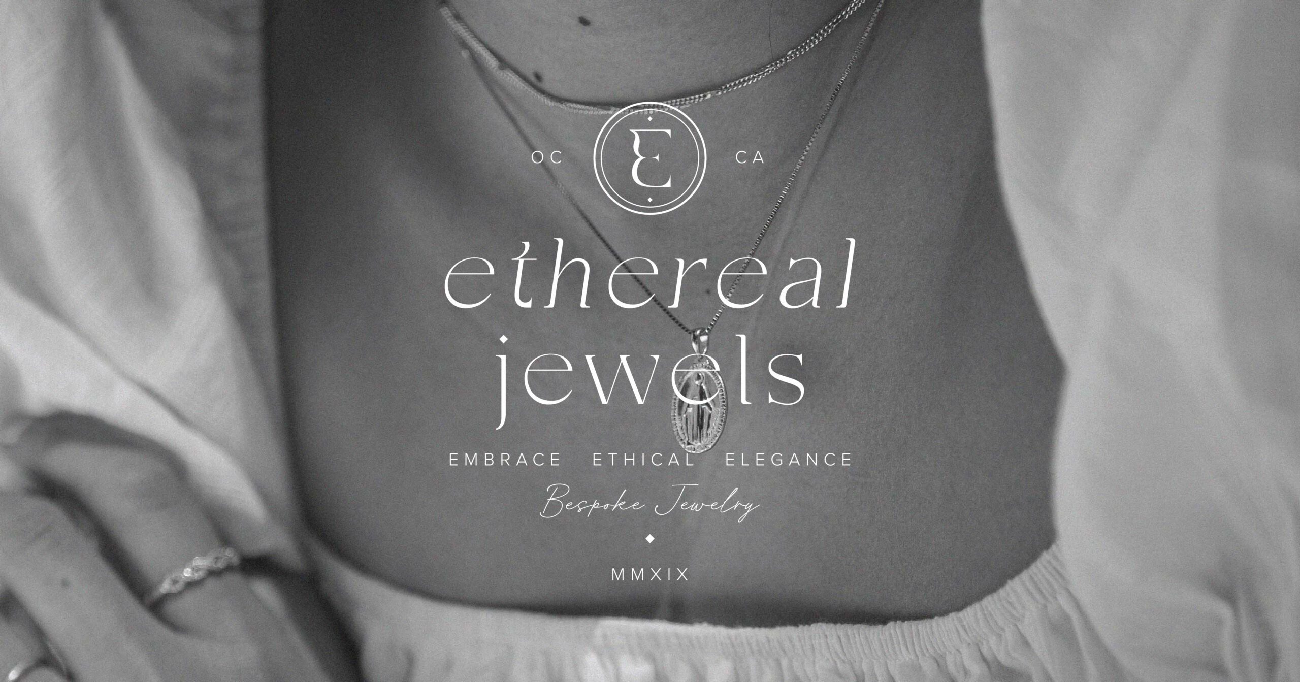 "Ethereal Logo" centered on a black and white image